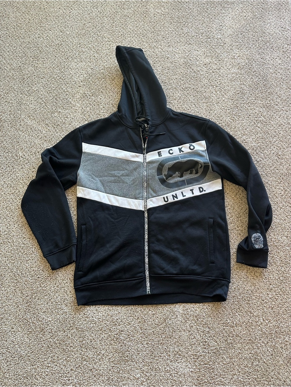 Ecko Unltd. Men's Colorblock Full Zip Fleece Hoodie w/ Pockets Sz L